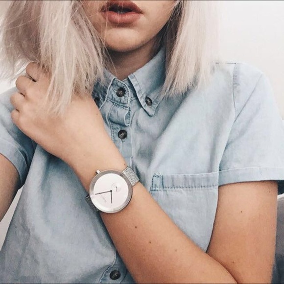 denim button front top - Picture 2 of 8